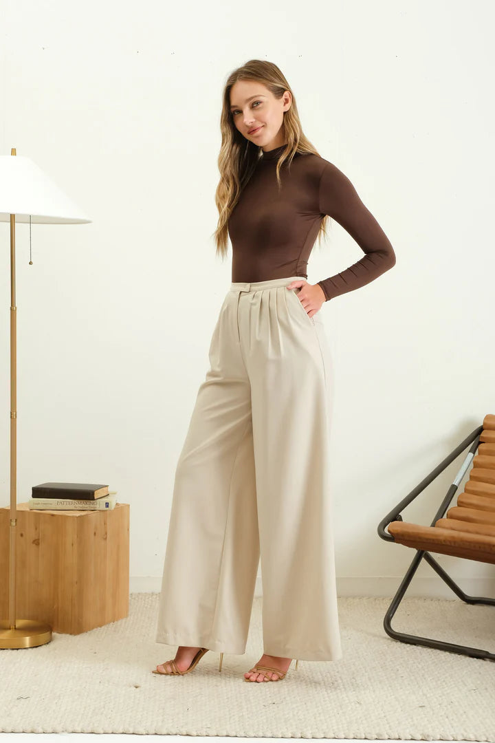 Seamless Mock Neck Long Sleeve Bodysuit by Blu Pepper | Sleek Stretch Knit One‑Piece