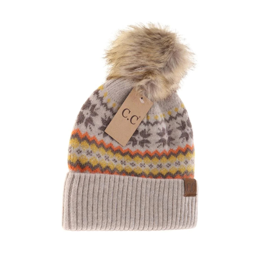 Fair Isle Print C.C Beanie HAT4029