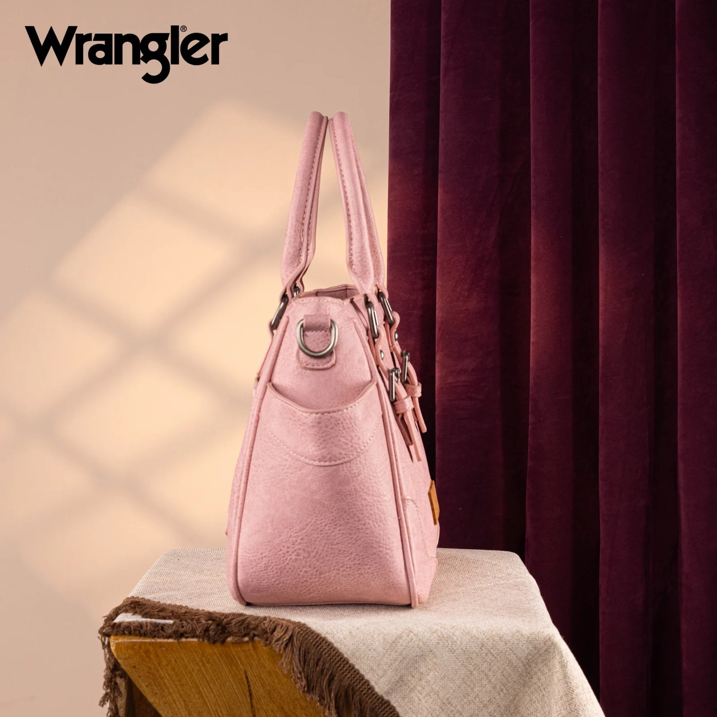 Wrangler Carry-All Buckle Tote & Crossbody – Pink | Convertible Western-Style Bag