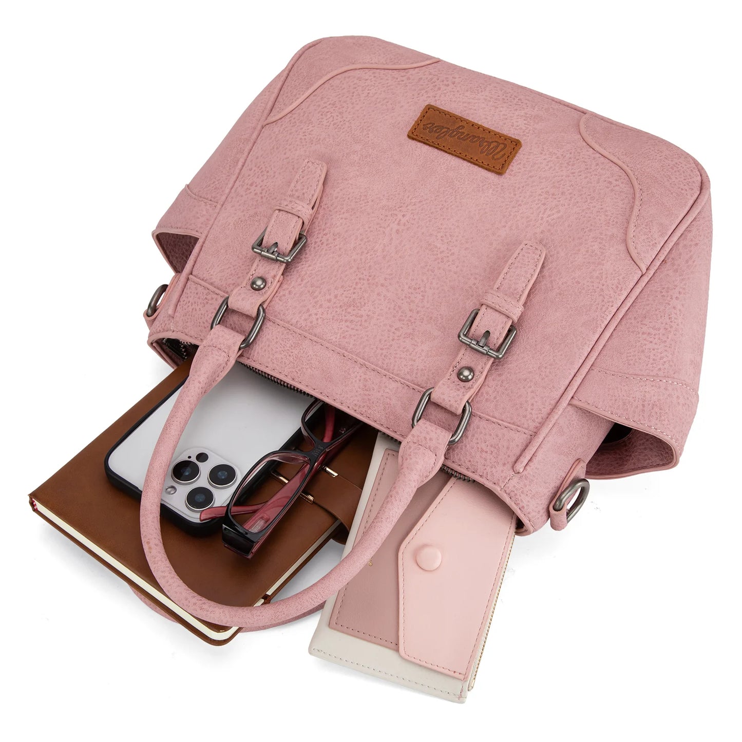 Wrangler Carry-All Buckle Tote & Crossbody – Pink | Convertible Western-Style Bag