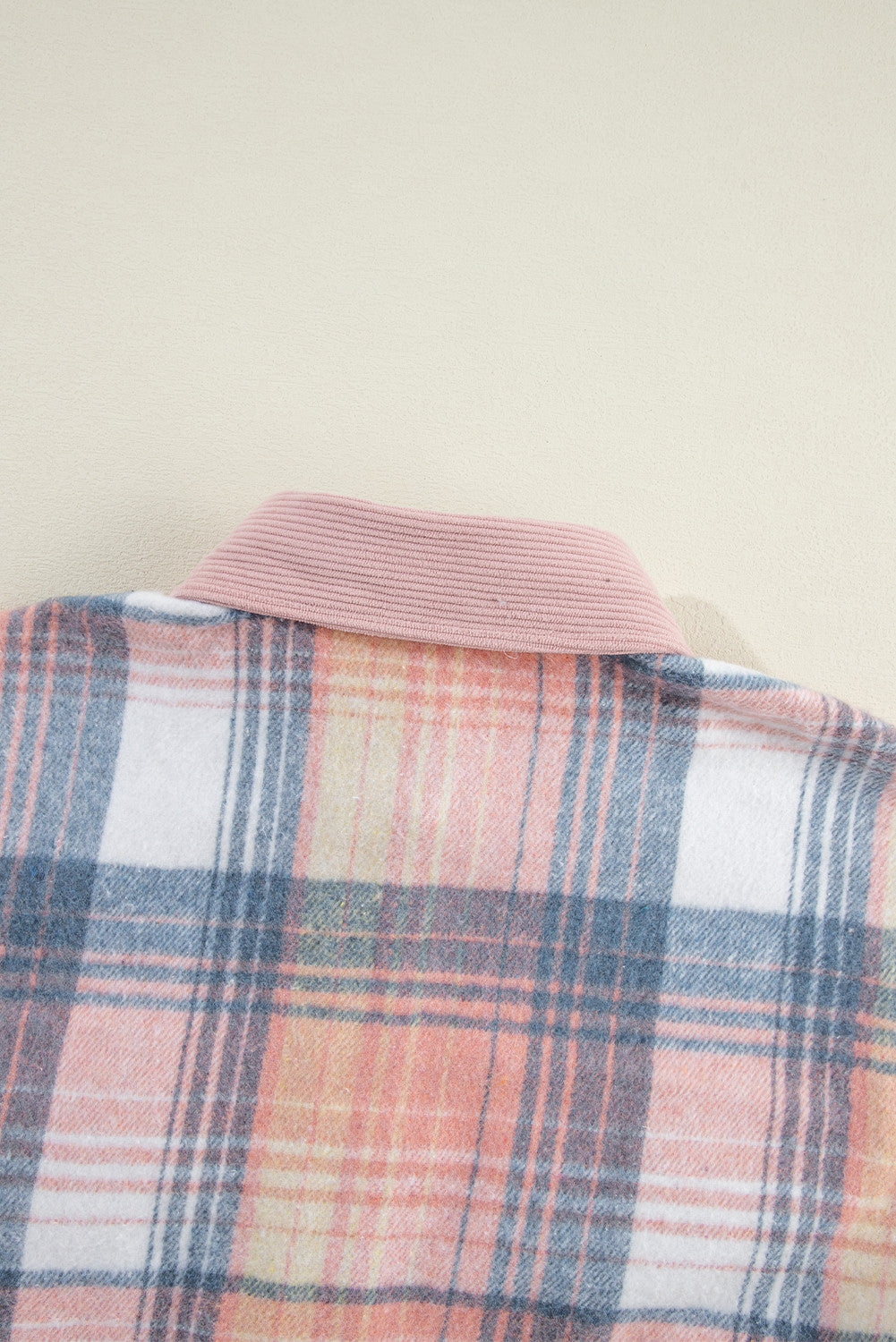 Plaid Corduroy Patchwork Shacket with Chest Pocket – Trendy Oversized Fall Jacket