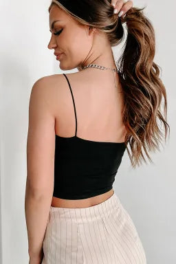Black Spaghetti Strap Crop Tank – Slim Fit, Sleek & Chic 😍