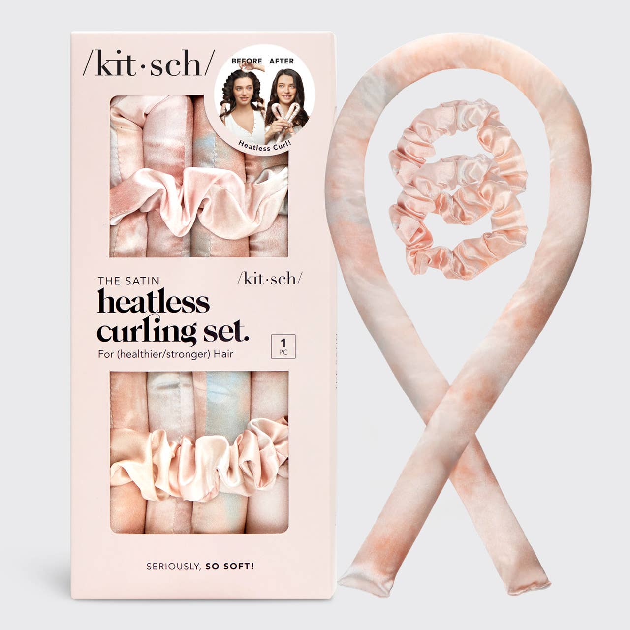 “Satin heatless curling set with rod and scrunchies – B7 Boutique”