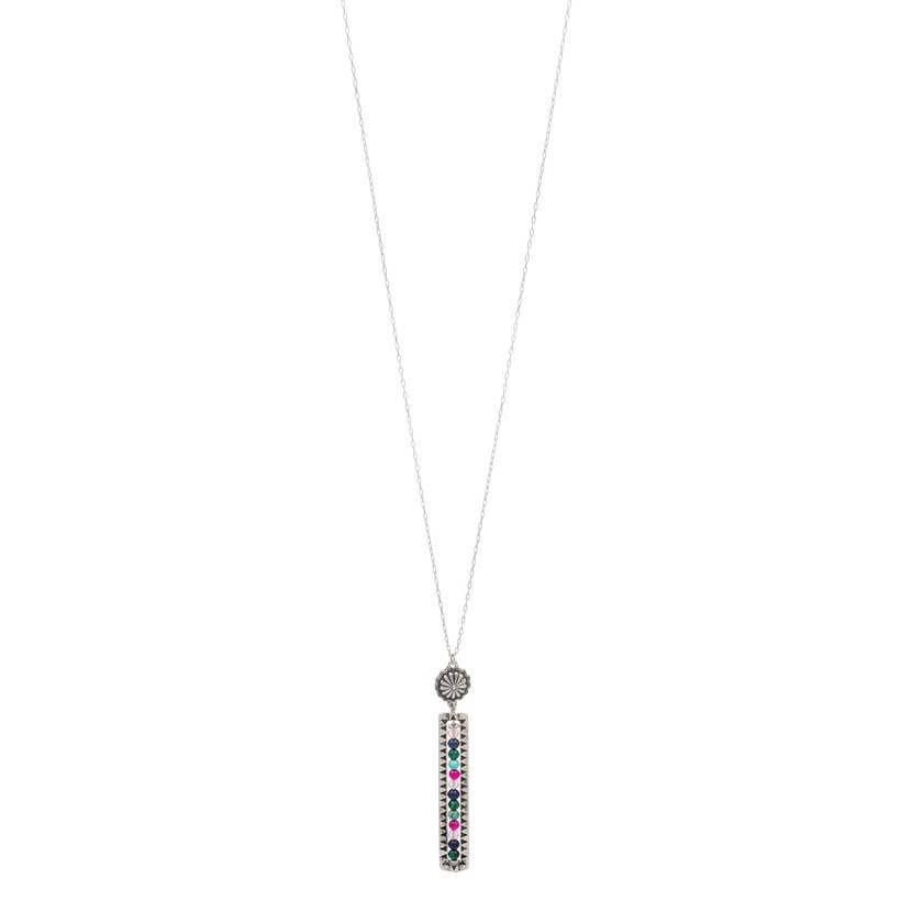Long Rectangular Shape Beaded Pendant Necklace | Modern & Minimalist Statement Jewelry