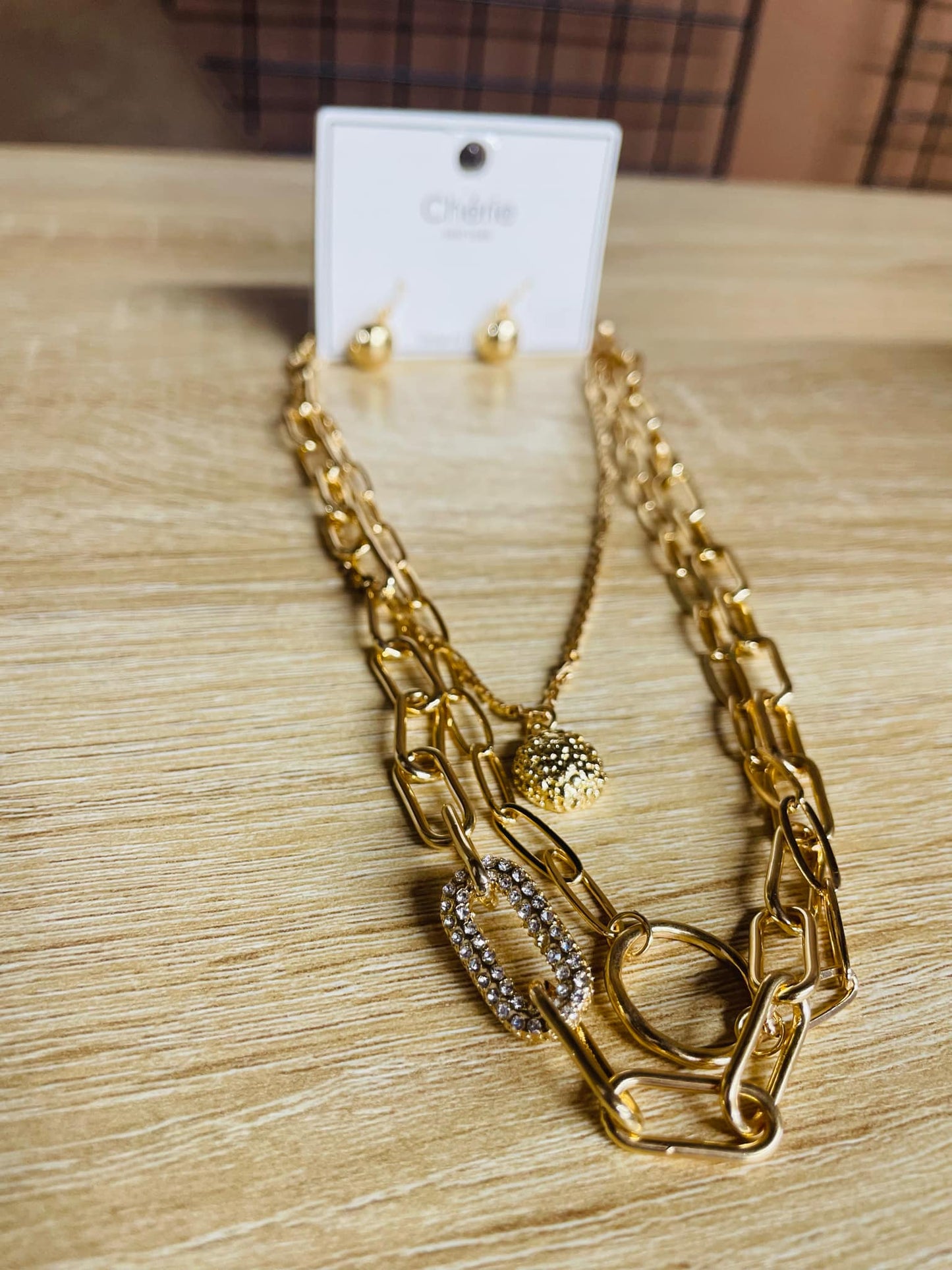 “Layers for Days necklace and earring set – Tear Drop style”
“Layered necklace with matching Leafy Chain earrings”
“Big Paper Clip layered necklace and earring duo, no-tarnish”