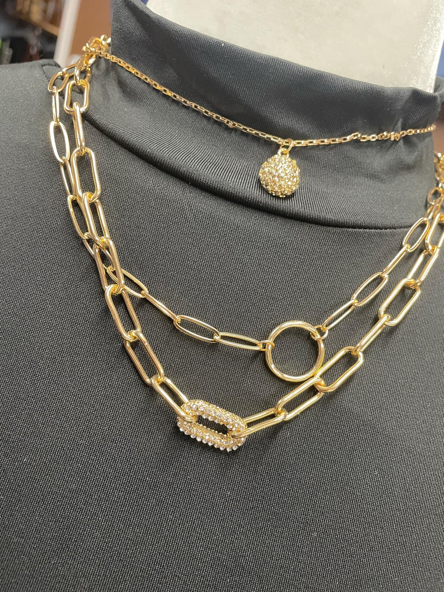 “Layers for Days necklace and earring set – Tear Drop style”
“Layered necklace with matching Leafy Chain earrings”
“Big Paper Clip layered necklace and earring duo, no-tarnish”
