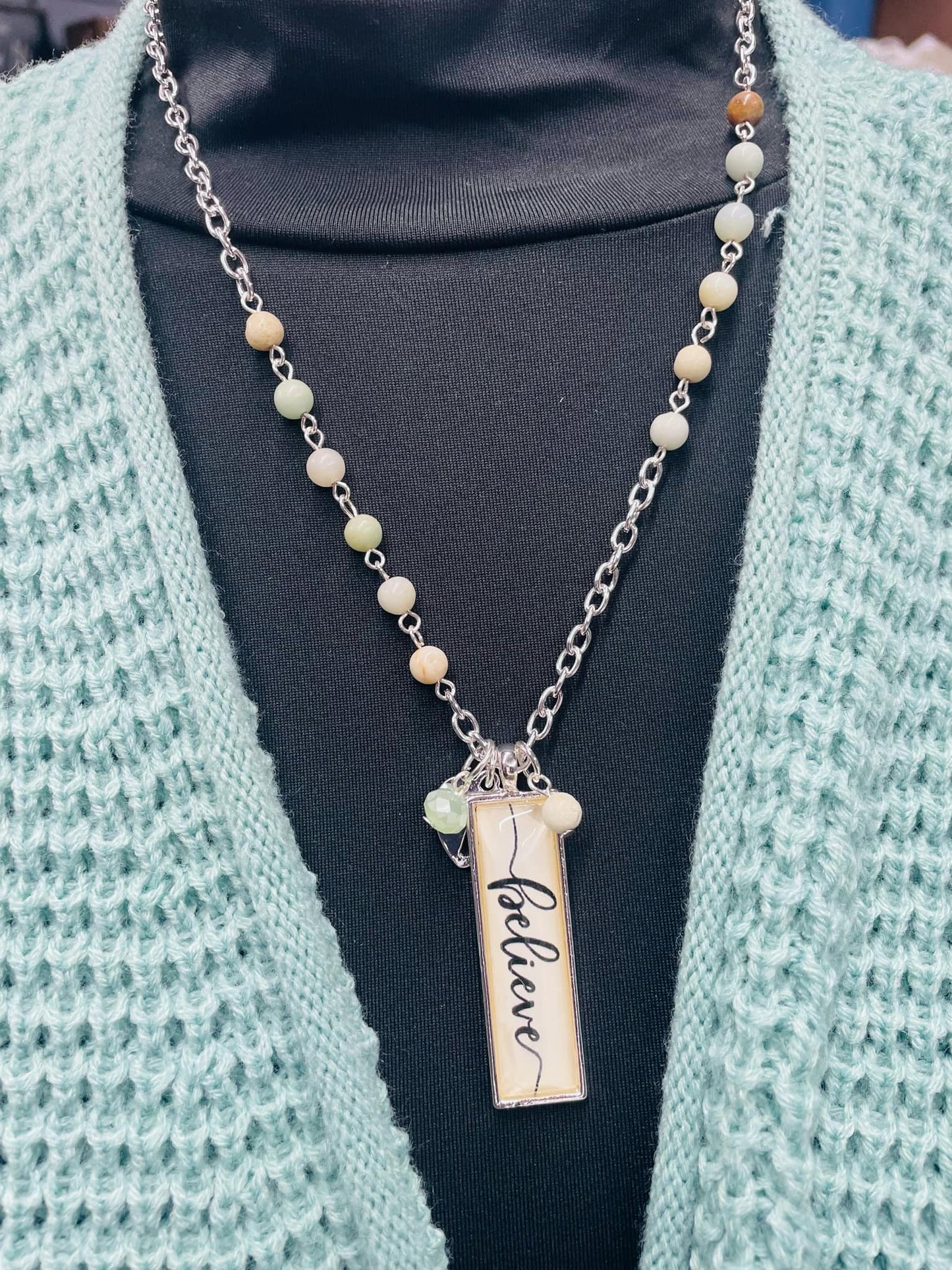 “Believe Your Blessed necklace pendant on delicate chain”
“Inspirational engraved jewelry from B7 Boutique”
“Positive message necklace with adjustable chain”