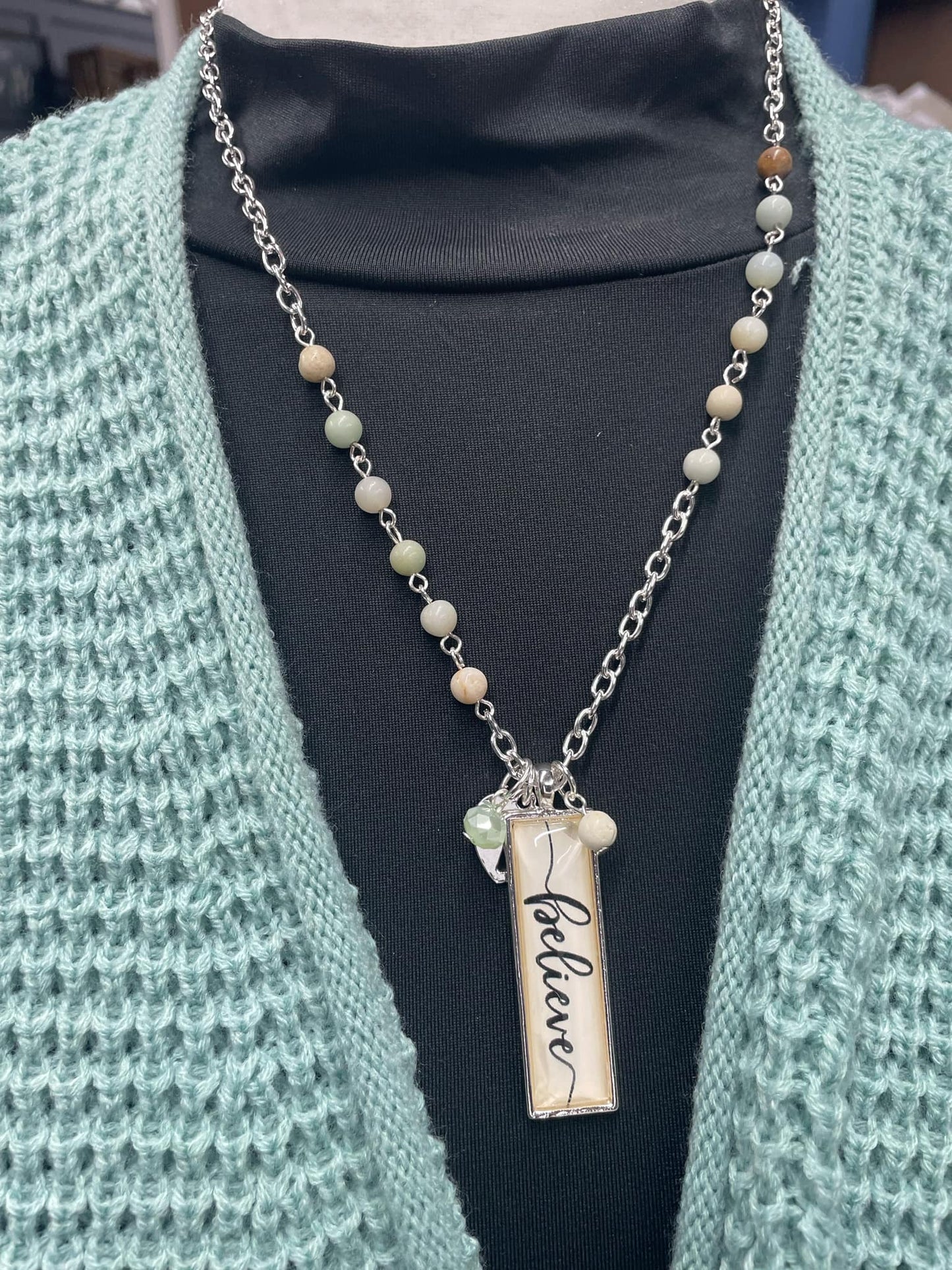 “Believe Your Blessed necklace pendant on delicate chain”
“Inspirational engraved jewelry from B7 Boutique”
“Positive message necklace with adjustable chain”
