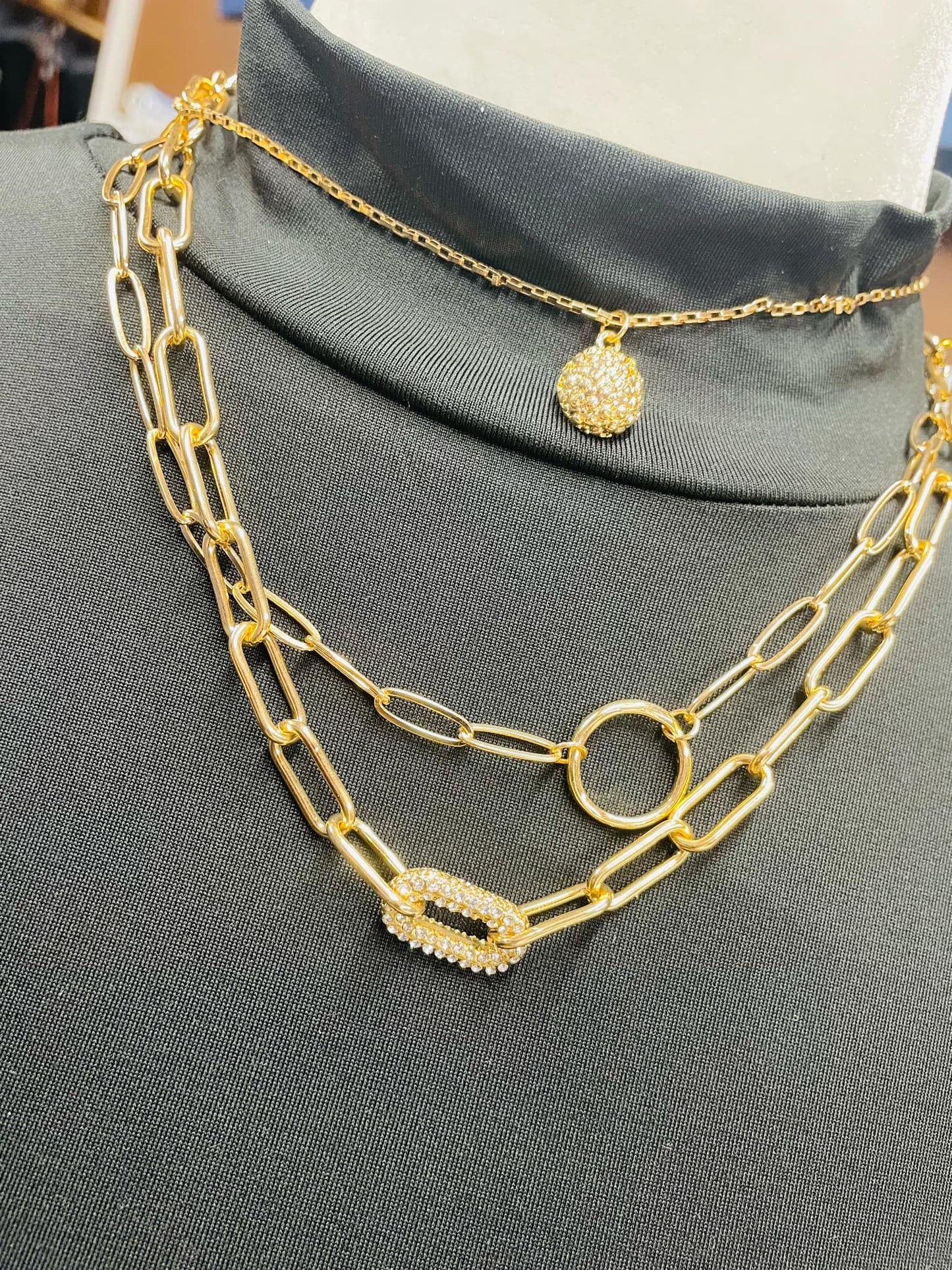“Layers for Days necklace and earring set – Tear Drop style”
“Layered necklace with matching Leafy Chain earrings”
“Big Paper Clip layered necklace and earring duo, no-tarnish”