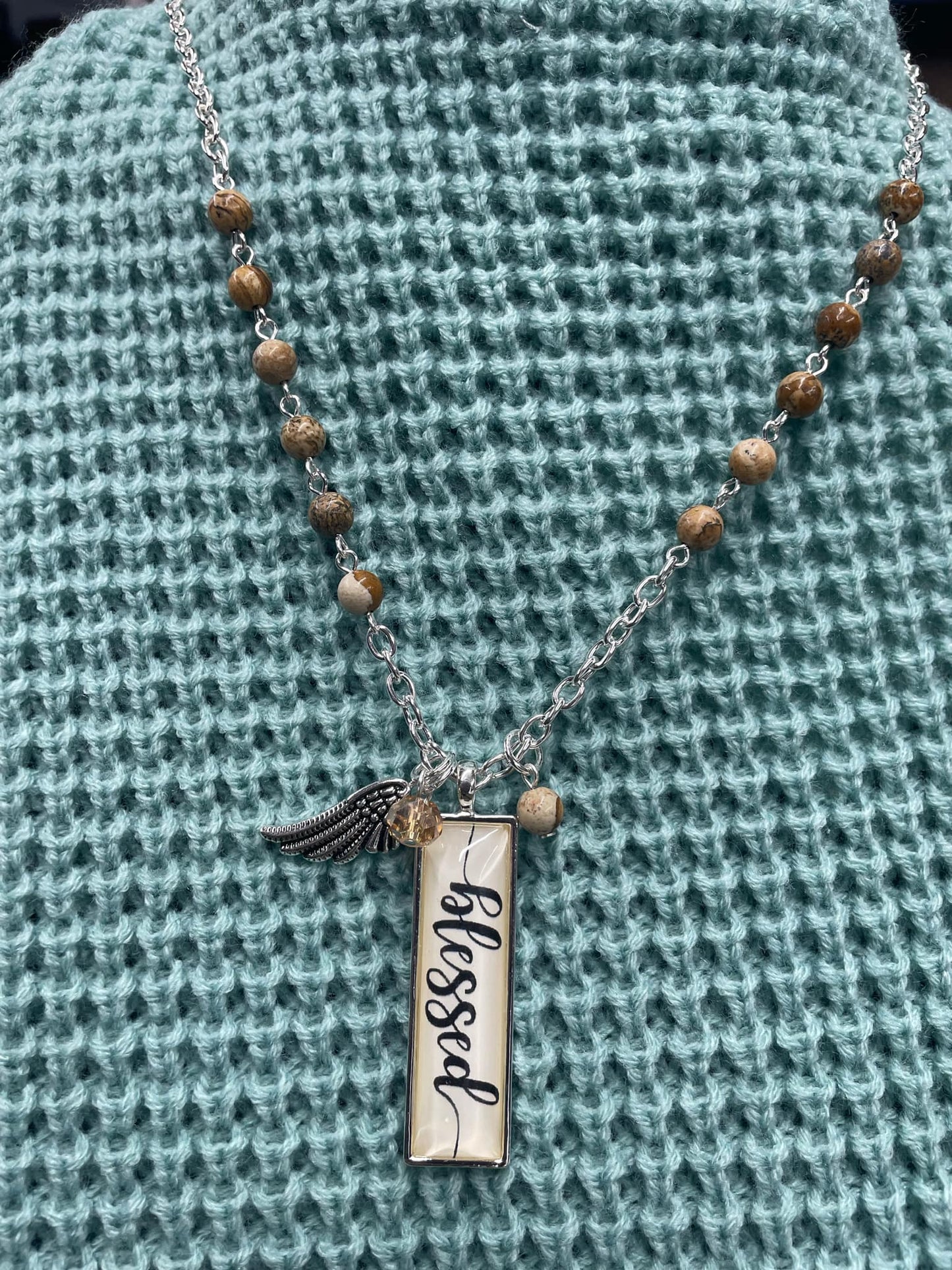 “Believe Your Blessed necklace pendant on delicate chain”
“Inspirational engraved jewelry from B7 Boutique”
“Positive message necklace with adjustable chain”