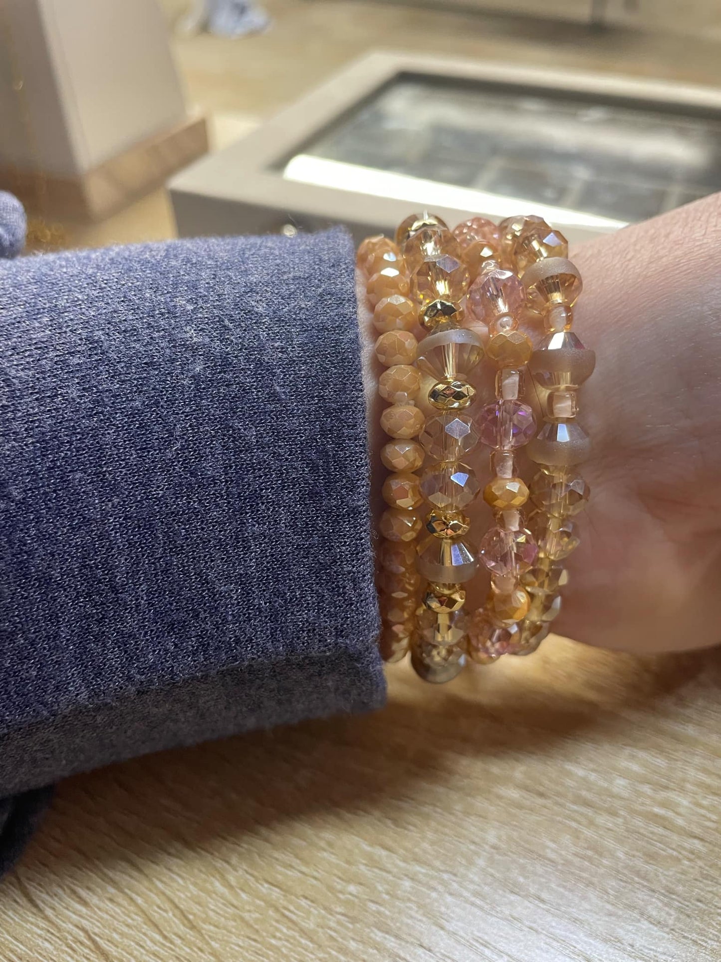 Golden Glow Beaded Bracelet Set
