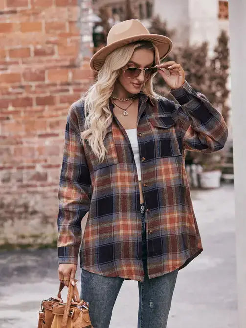 Casual Fashion Oversized Loose Plaid Shirt