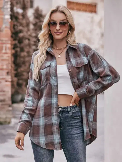 Casual Fashion Oversized Loose Plaid Shirt