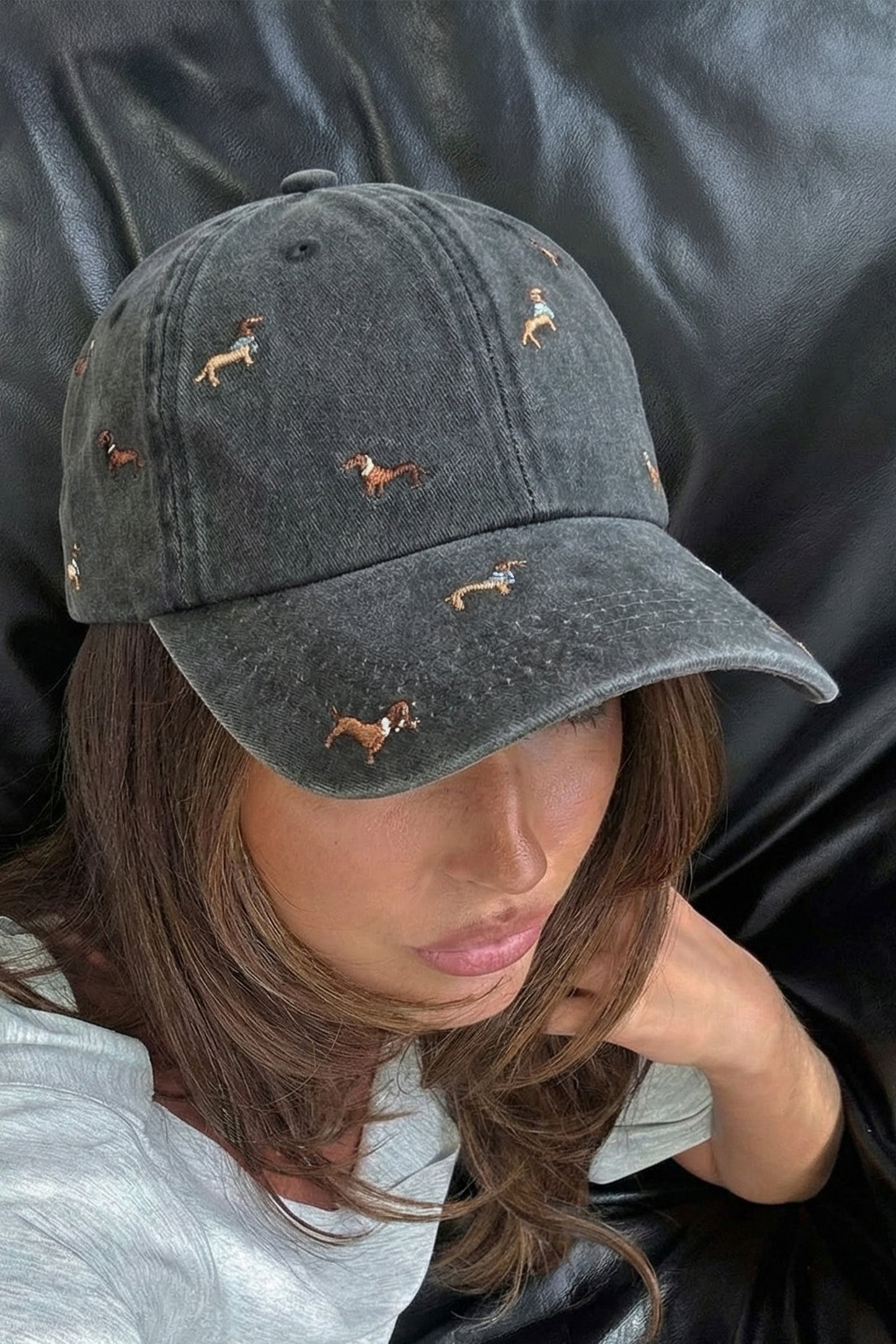Bristol Black Dachshund Embroidered Baseball Cap – Cute Dog Washed Adjustable Hat