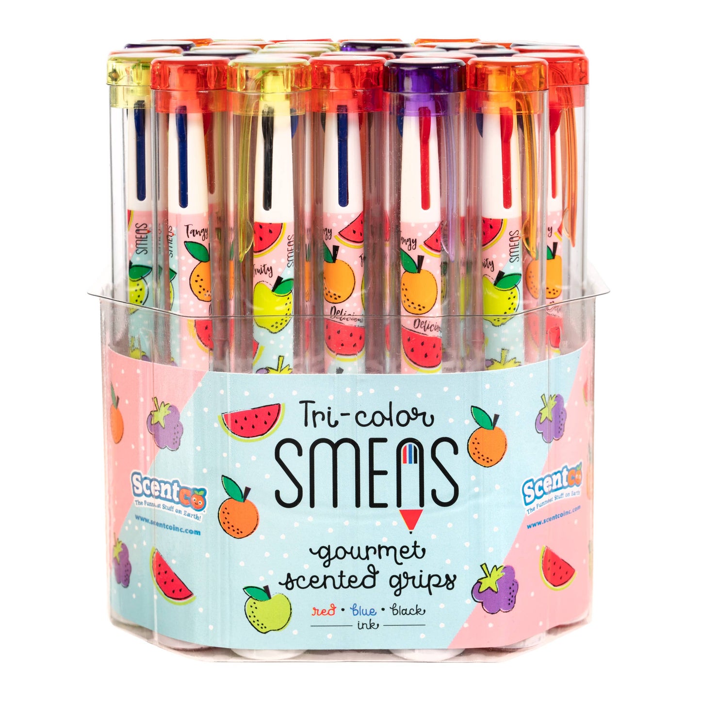 Tri-Color Smens® Scented Grip Pens with Red/Blue/Black Ink