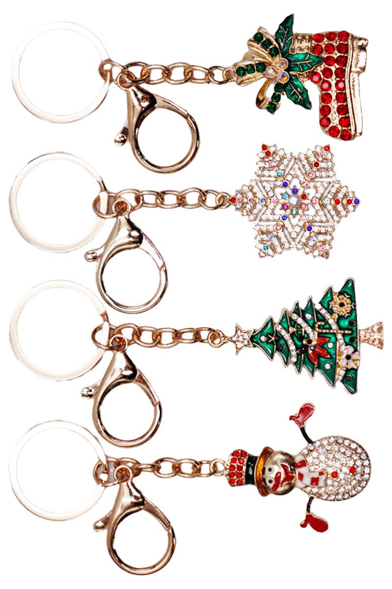 Christmas Ornament Bling Rhinestone Key Chain