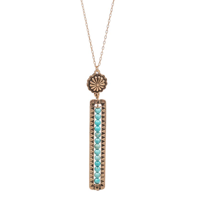 Long Rectangular Shape Beaded Pendant Necklace | Modern & Minimalist Statement Jewelry
