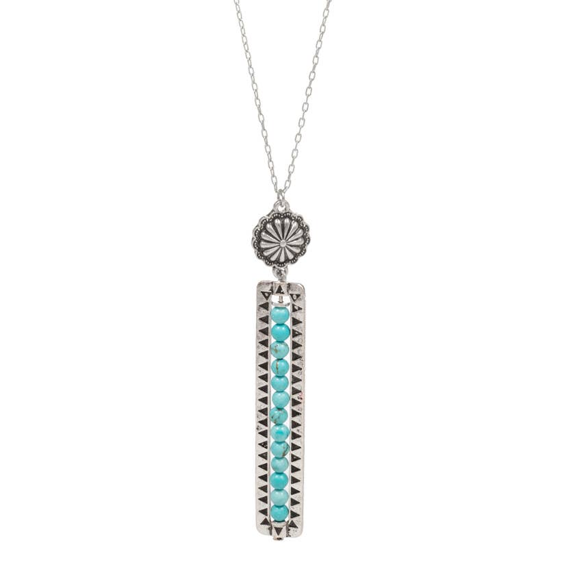 Long Rectangular Shape Beaded Pendant Necklace | Modern & Minimalist Statement Jewelry