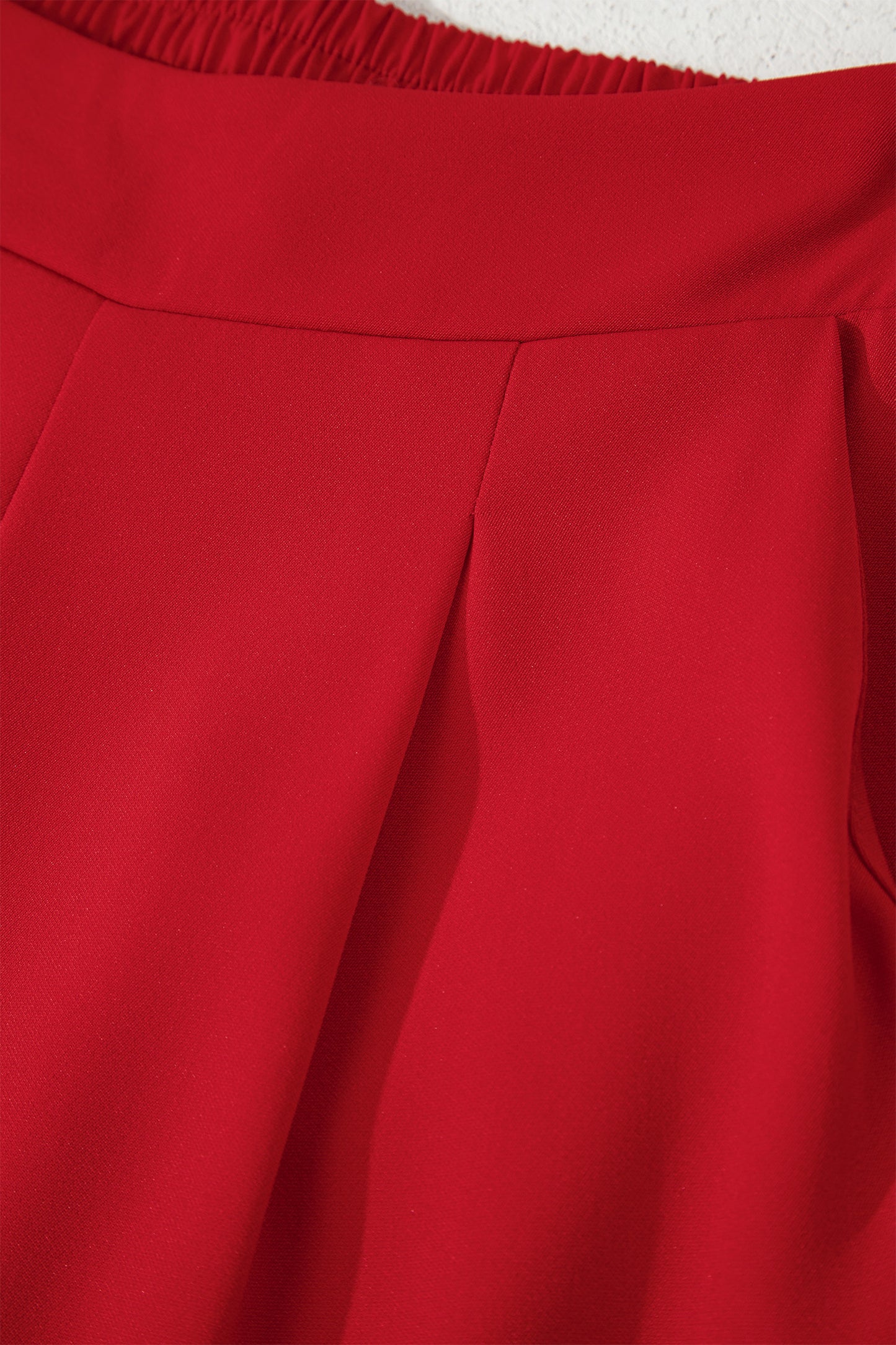 Red Wide Leg Dress Pants – High Waist Pull-On Pleated Straight Leg Pants for Women