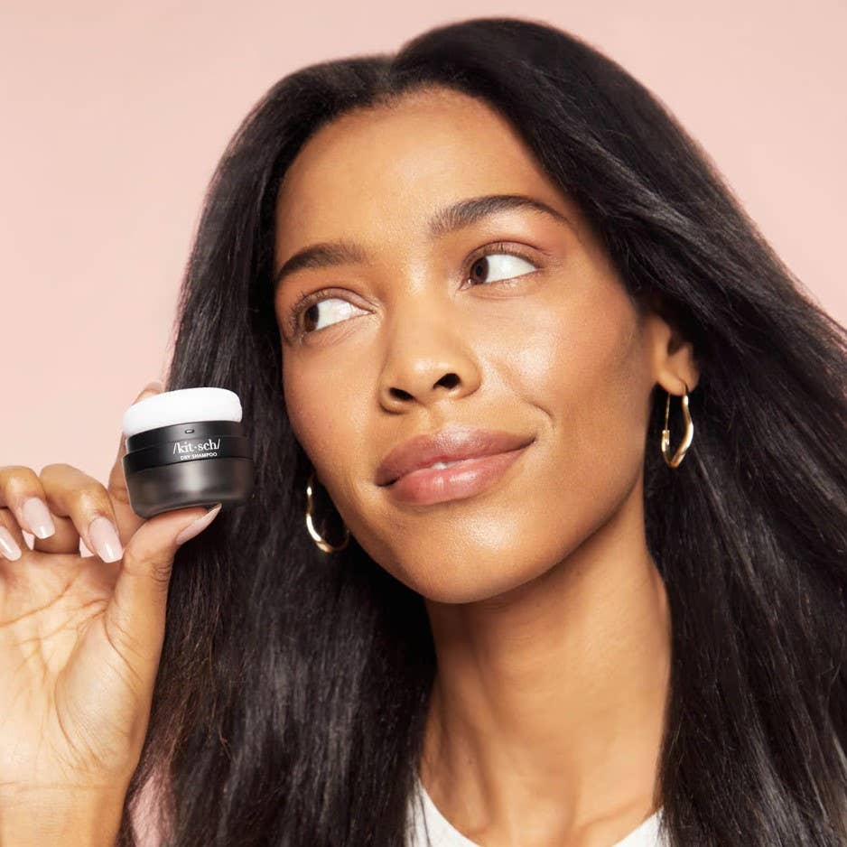 Volumizing Rice Protein Dry Shampoo – Dark Tinted Powder | No White Cast by Kitsch