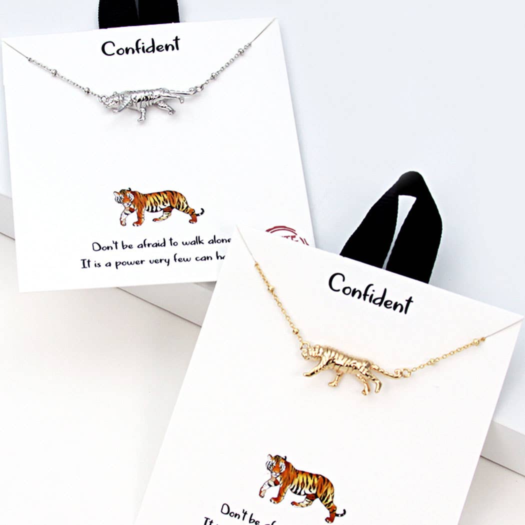 “Gold-dipped tiger figurine pendant necklace”
“Fierce tiger charm necklace in gold on brass chain”
“Handmade tiger pendant—symbol of power and elegance”