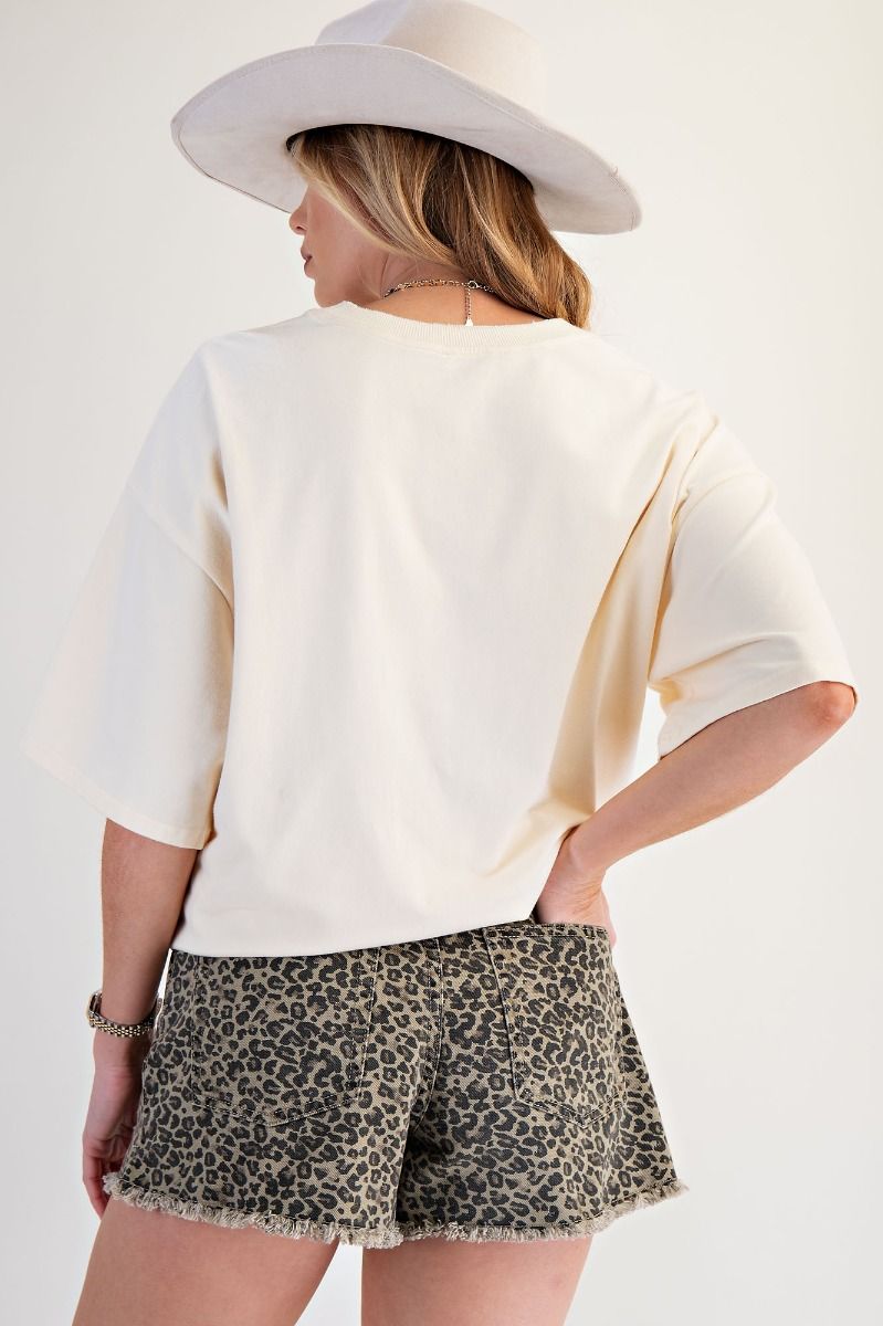 Cheetah Print Distressed Shorts By Easel