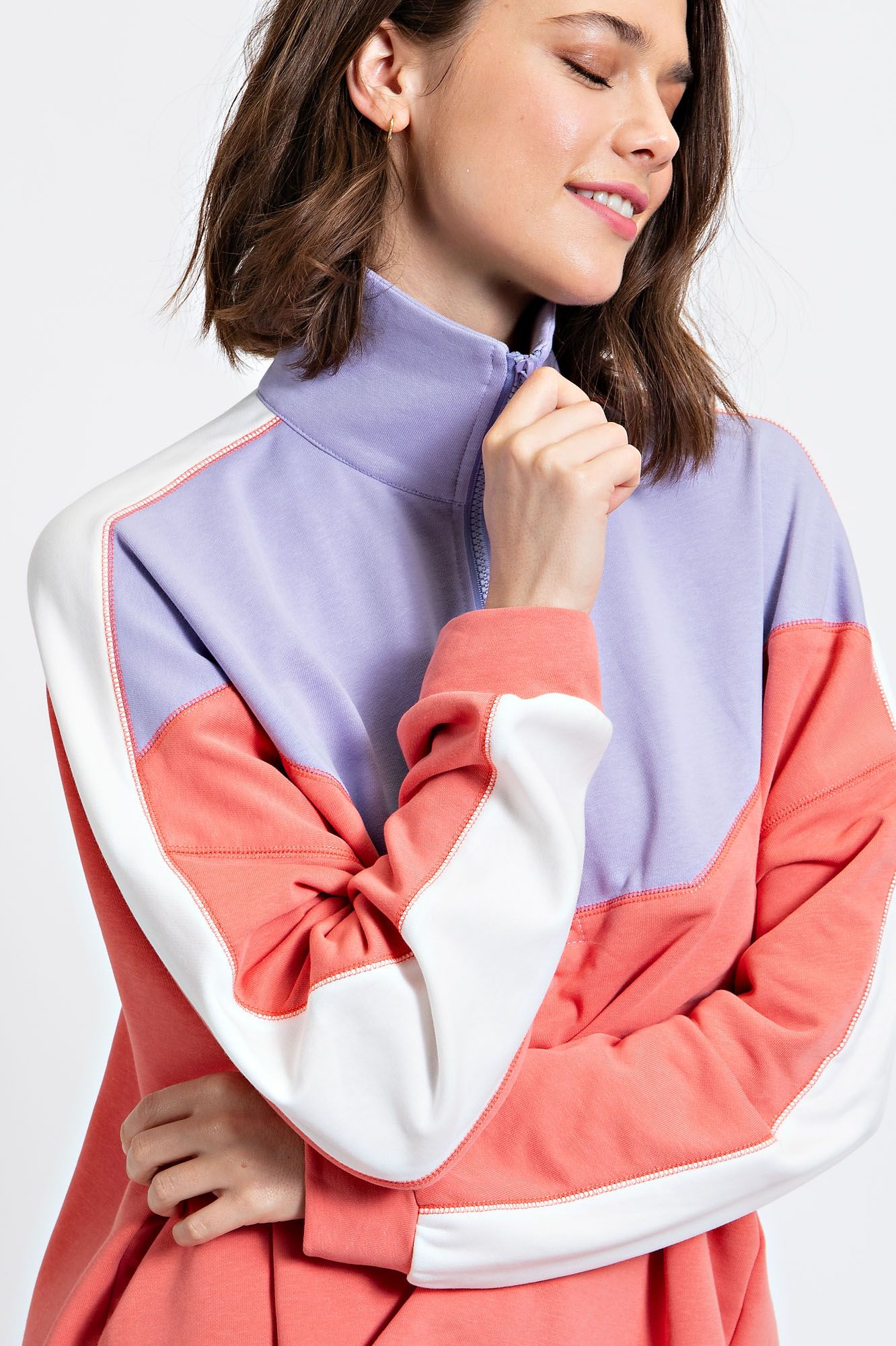 “Easel Half-Zip color-block sweatshirt casual pull-over”
“Cozy color-block sweater with zip neckline by Easel”
“Relaxed fit pro style half-zip sweatshirt – B7 Boutique”