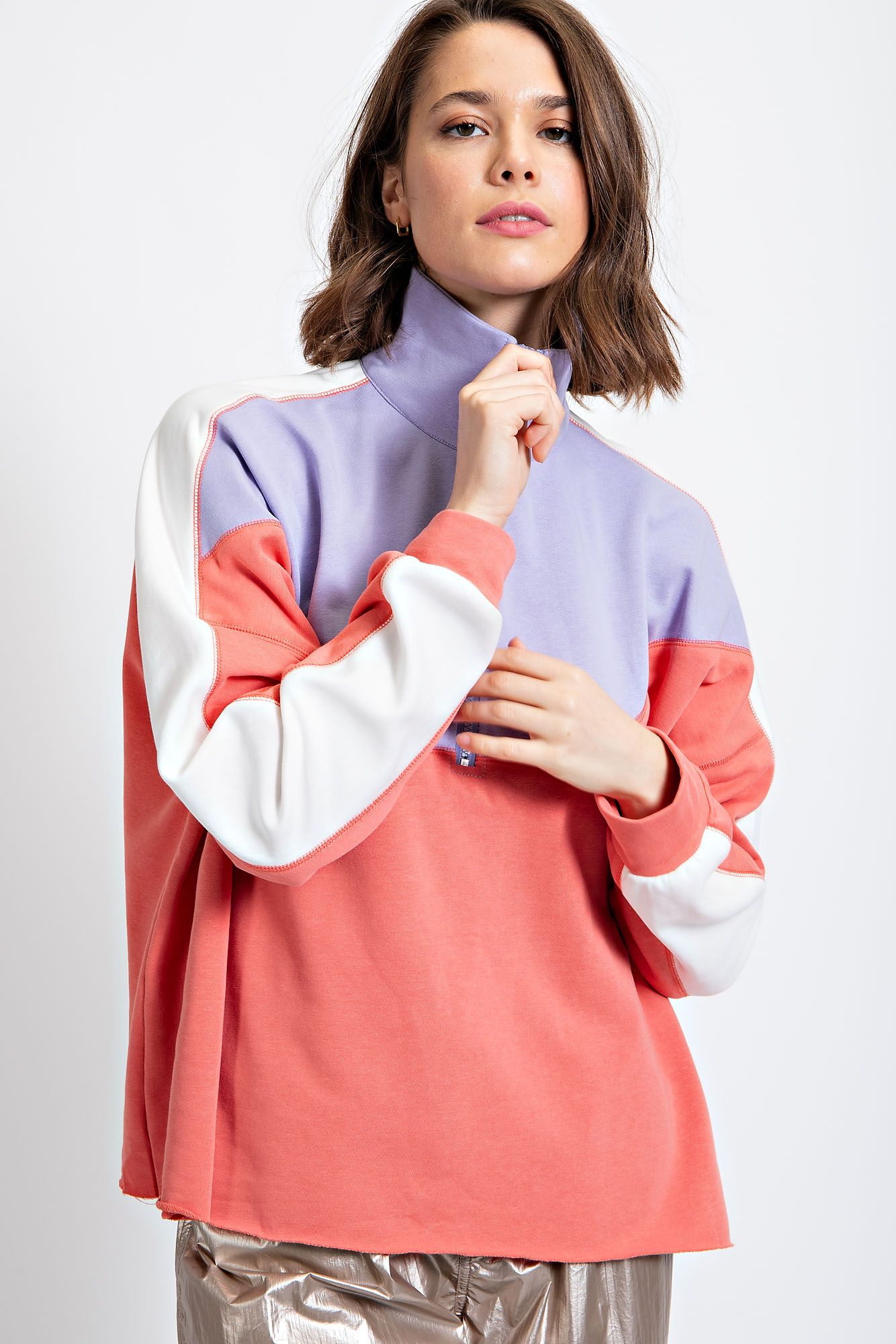 “Easel Half-Zip color-block sweatshirt casual pull-over”
“Cozy color-block sweater with zip neckline by Easel”
“Relaxed fit pro style half-zip sweatshirt – B7 Boutique”