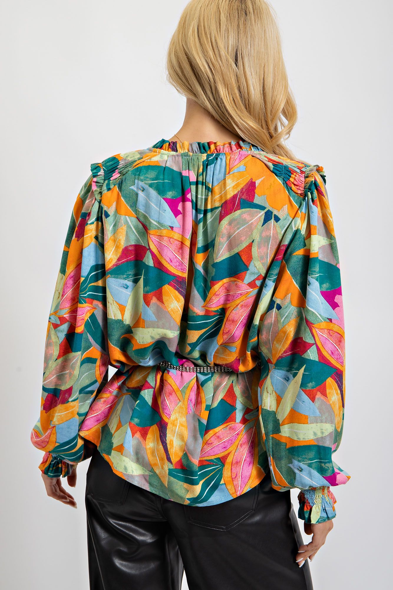 TROPICAL PRINTED CHALLIS TOP by EASEL