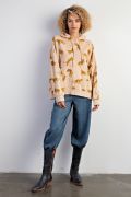 Easel Tiger Print Washed Terry Hoodie Pullover – Relaxed Mineral Wash