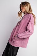 Easel Washed Terry Tiger Pullover Hoodie – Mineral-Wash Relaxed Tiger Print