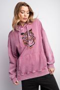 Front view of Easel Washed Terry Tiger Printed Pullover Hoodie laid flat
Close-up of tiger graphic print with mineral wash texture
View showing drawstring hood, kangaroo pocket, and dropped shoulder detail
