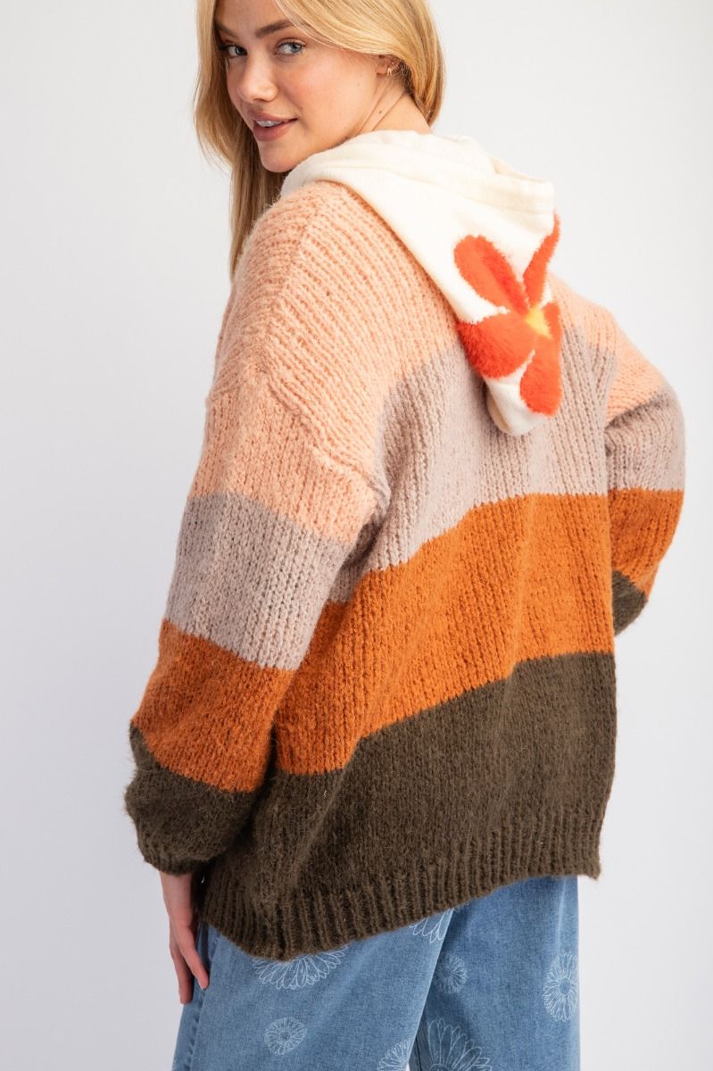 COLOR BLOCK KNIT SWEATER CARDIGAN by EASEL