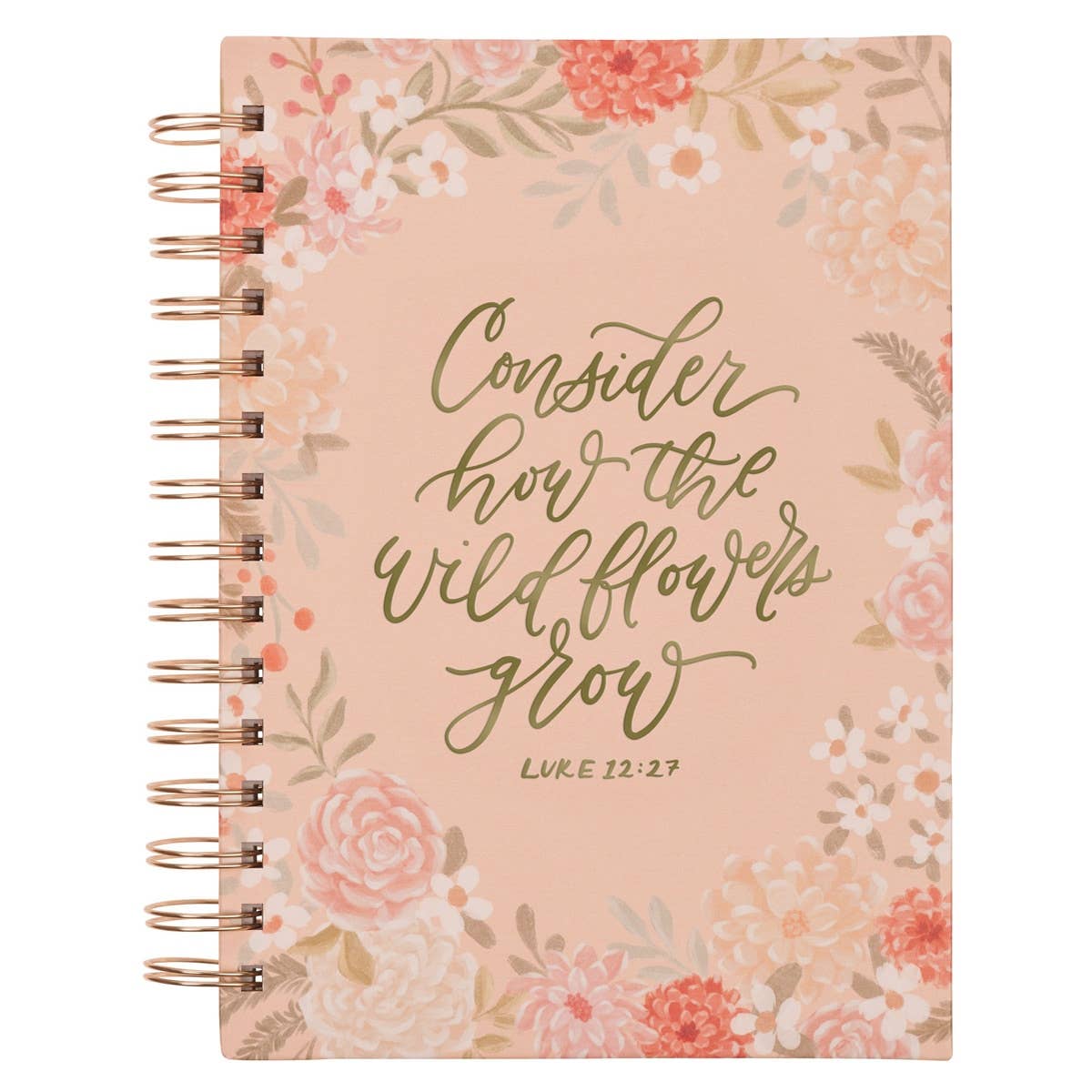 Consider the Wildflowers Peach Floral Spiral Journal | Christian Prayer Journal
