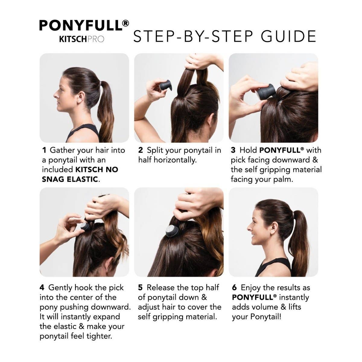 “Ponyfull Black patent-pending ponytail volumizer tool”
“Invisible hair tool that adds volume and height to ponytails”
“Patent hair insert for fuller ponytail – Ponyfull Black”