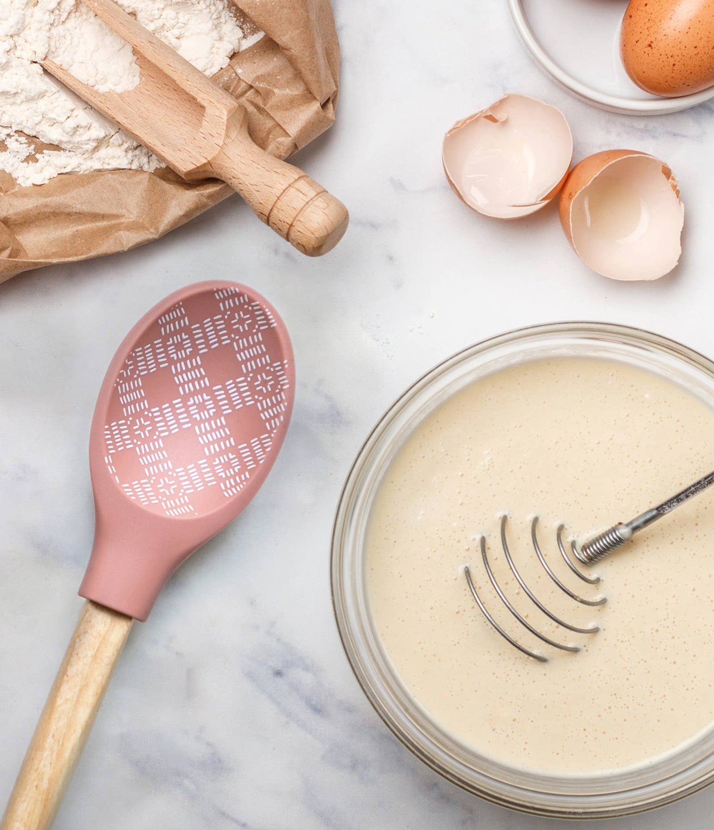 “Krumbs Kitchen Farmhouse Silicone Spoon with wooden handle and Country Kitchen print”
“Heat-resistant silicone mixing spoon with farmhouse pattern and text”
“Kitchen utensil with charming sayings – Krumbs Kitchen spoon”