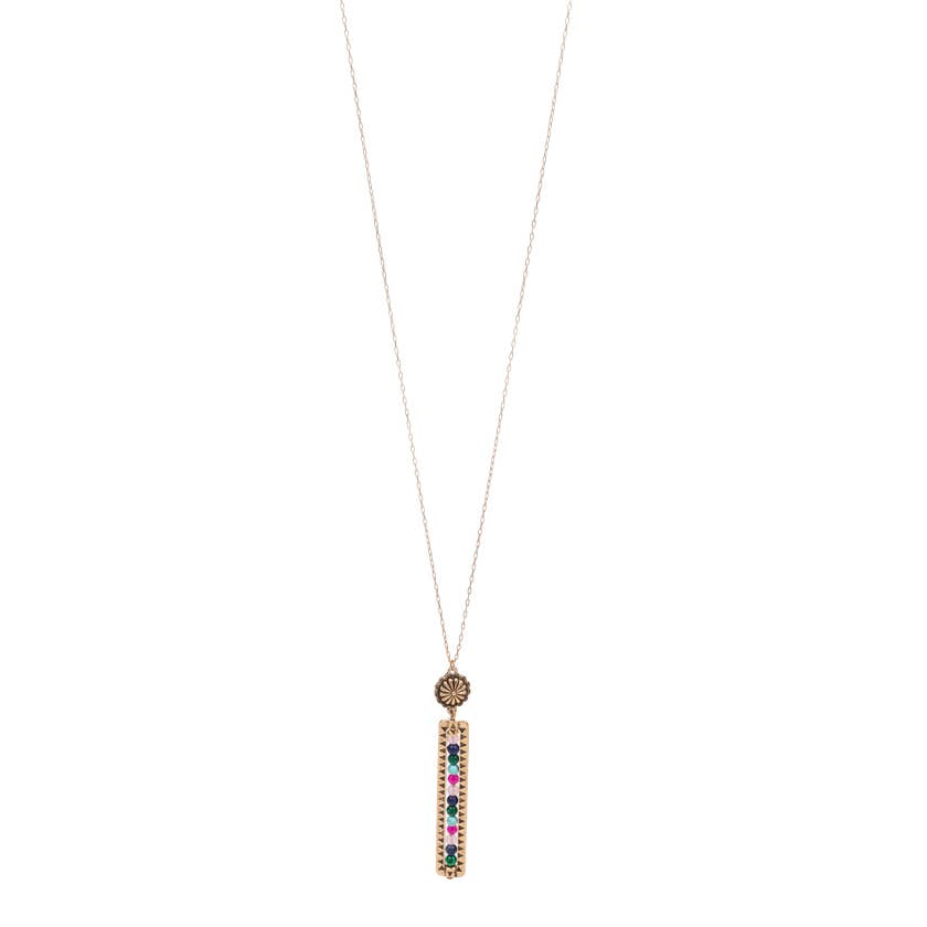 Long Rectangular Shape Beaded Pendant Necklace | Modern & Minimalist Statement Jewelry