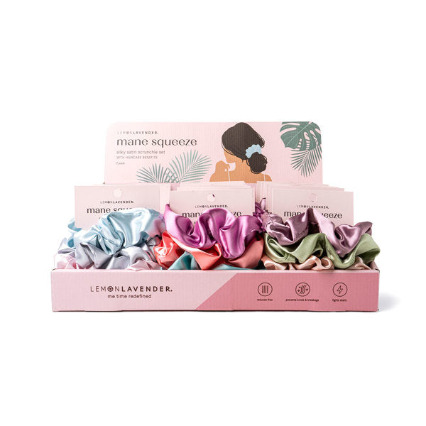 Lemon Lavender Mane Squeeze Oversized Satin Scrunchies (3‑Pack) | Soft Luxe Hair Accessories