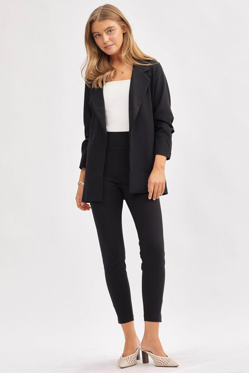 “Dear Scarlett Magic Ponte Blazer with ¾ ruched sleeves”
“Stretch blazer open front in soft double-knit”
“Tailored yet cozy blazer – Dear Scarlett Magic Blazer”