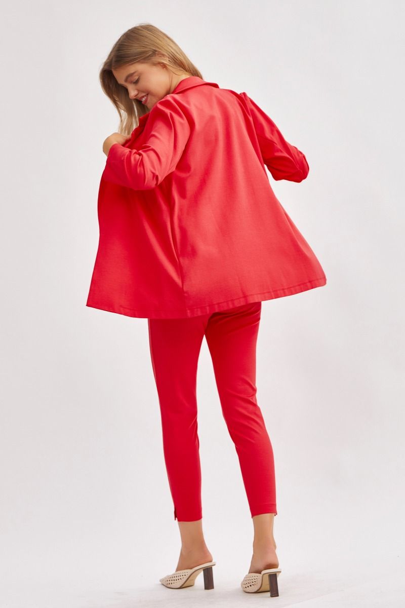 “Dear Scarlett Magic Ponte Blazer with ¾ ruched sleeves”
“Stretch blazer open front in soft double-knit”
“Tailored yet cozy blazer – Dear Scarlett Magic Blazer”