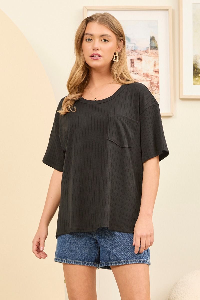 Ribbed Oversized Boyfriend Top – Dear Scarlet Relaxed Ribbed Knit Tee