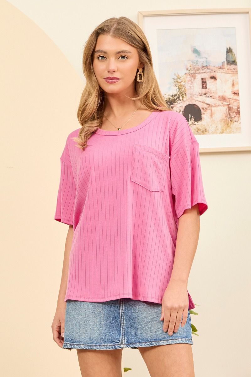 Ribbed Oversized Boyfriend Top – Dear Scarlet Relaxed Ribbed Knit Tee