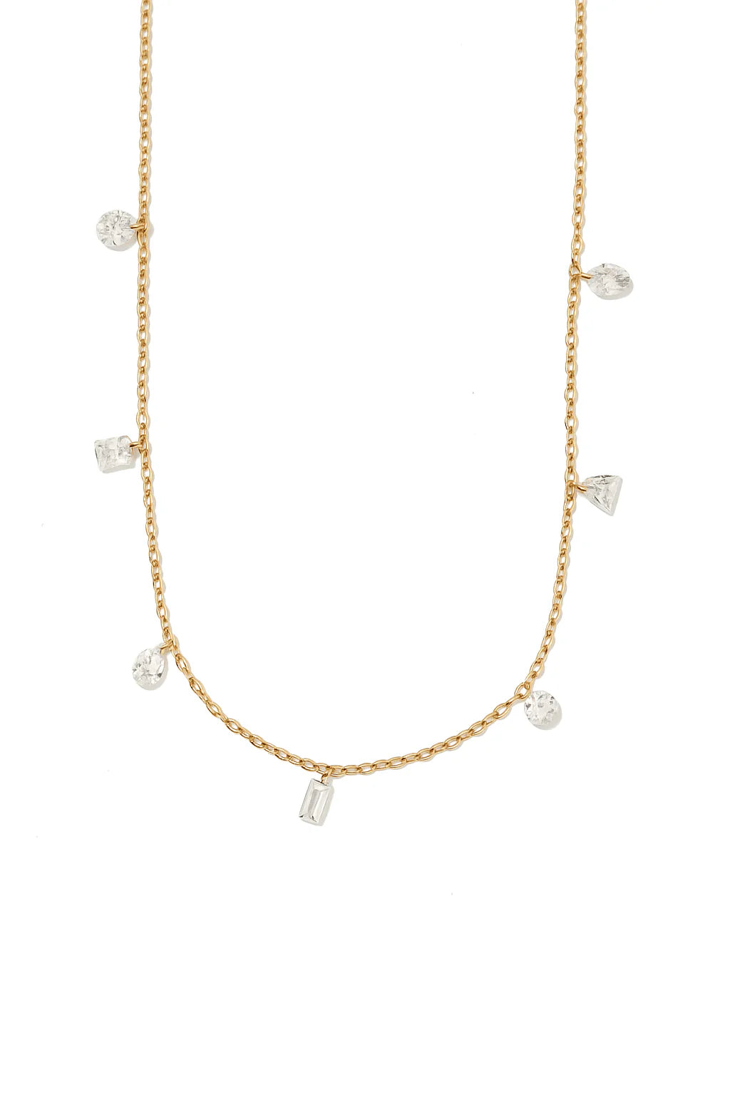 Linny Co. Allegra Clear Gold Necklace | 18K Gold-Plated Crystal Charm Necklace