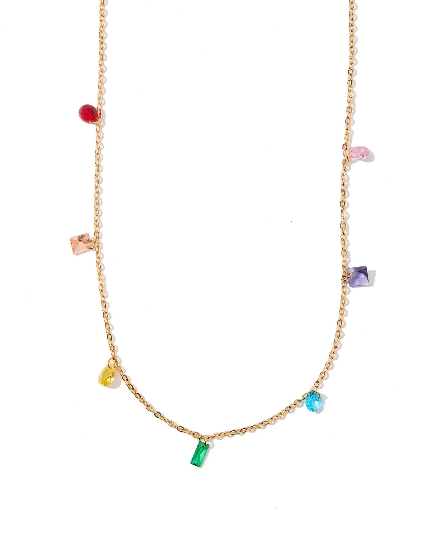 Linny Co. Allegra Multi Necklace | Colorful Stone Gold Adjustable Necklace