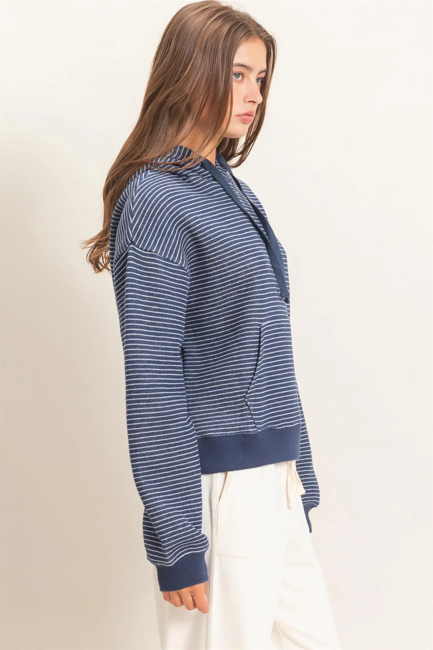 HyFVE / Double Zero Striped French Terry Hoodie | DZ26C619 Relaxed Drawstring Pullover
