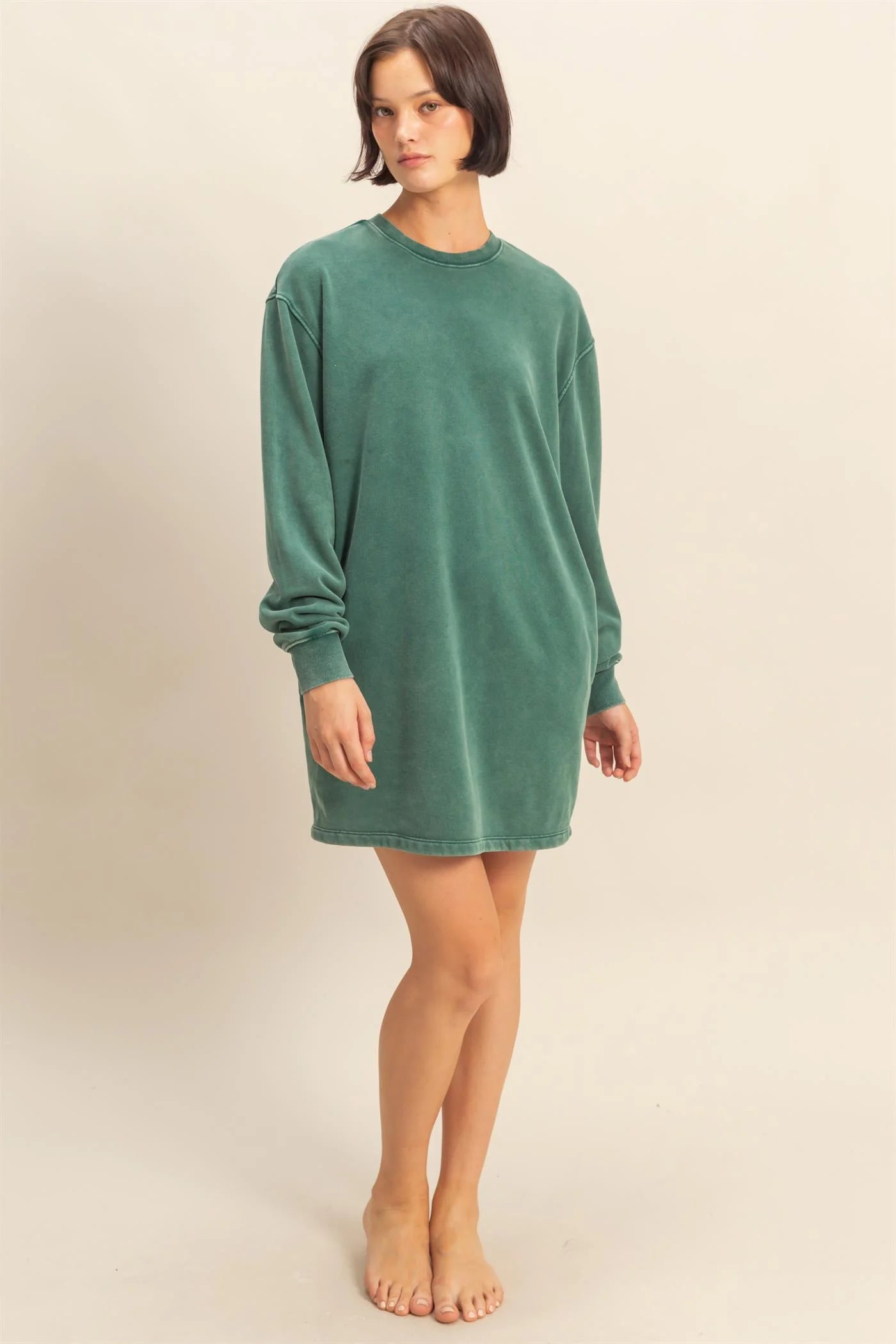 Mineral Washed Oversized Mini Sweatshirt by HYFVE – Relaxed Fit, Dropped Shoulder