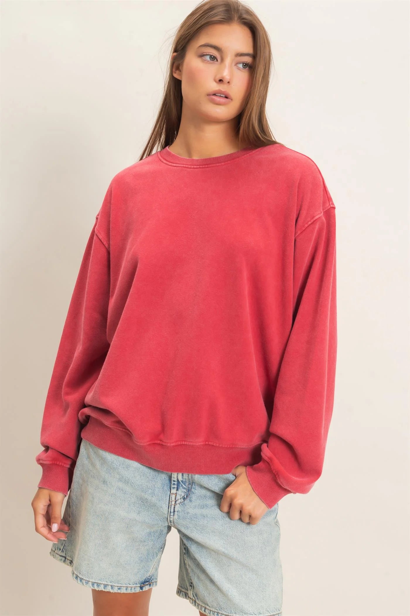 Mineral Wash Crew Neck Sweatshirt | By HYFVE
