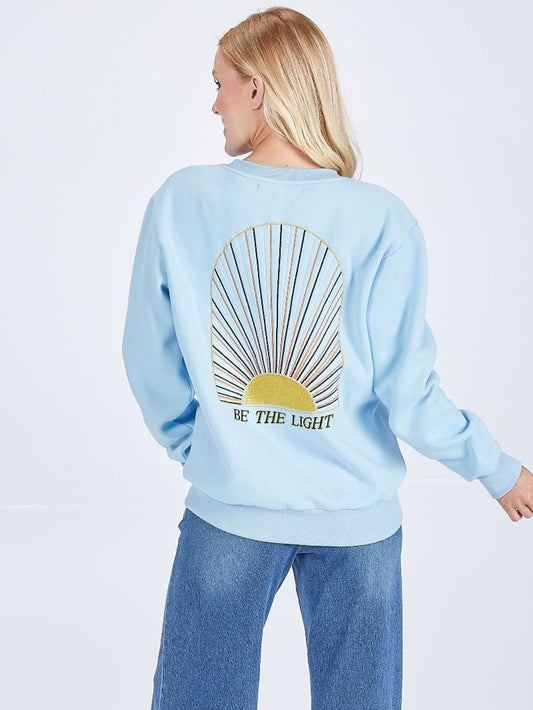 “Shine Bright” Crewneck – Be The Light Embroidered Pullover
