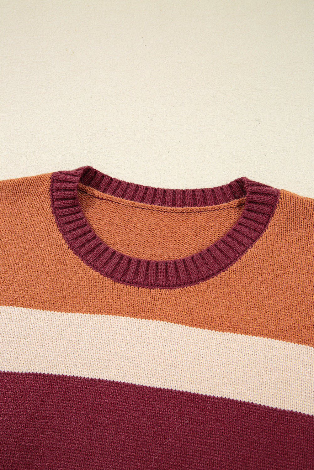 Brown Checkered Color Block Sweater | Cozy Fall Knit