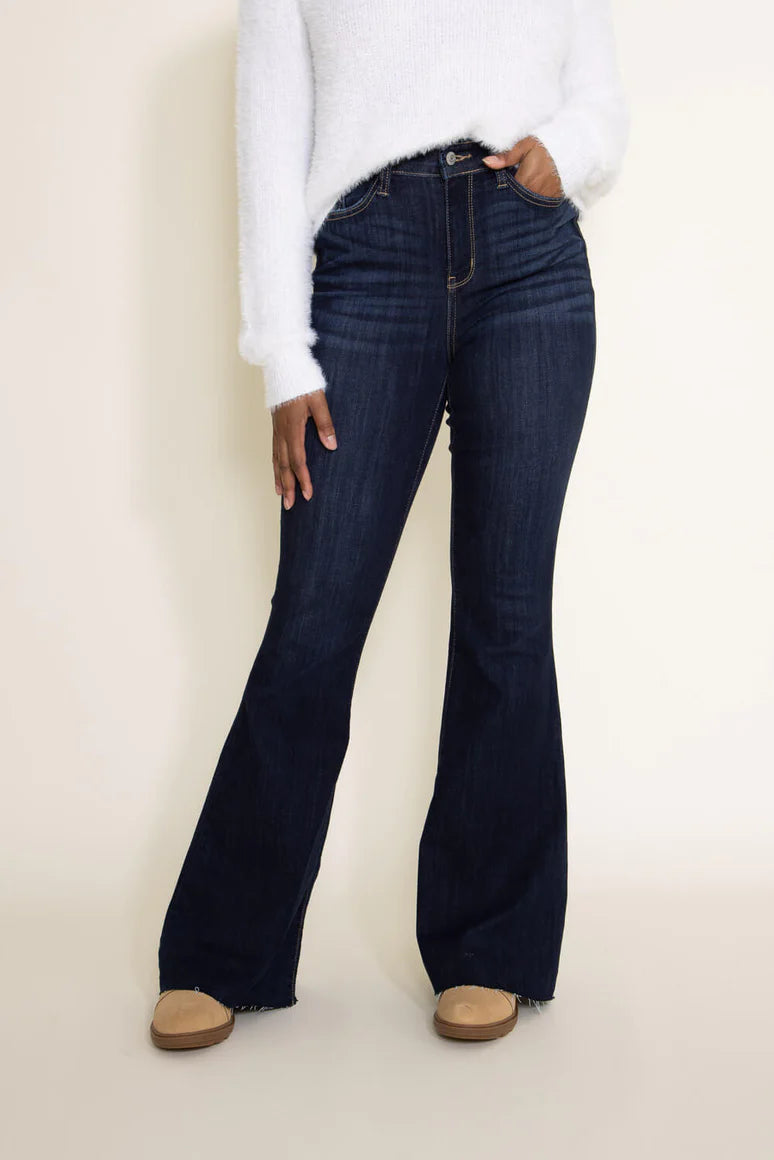 Judy Blue Jeans High Rise Raw Hem Flare Jeans for Women